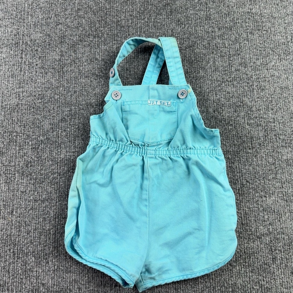 Jet Set Overalls Girls 2T Blue Cotton Twill Shortalls Elastic Waist Summer